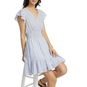 Rails NEW Tara Napoli Stripe Linen Blend Mini Dress Size L Blue/White